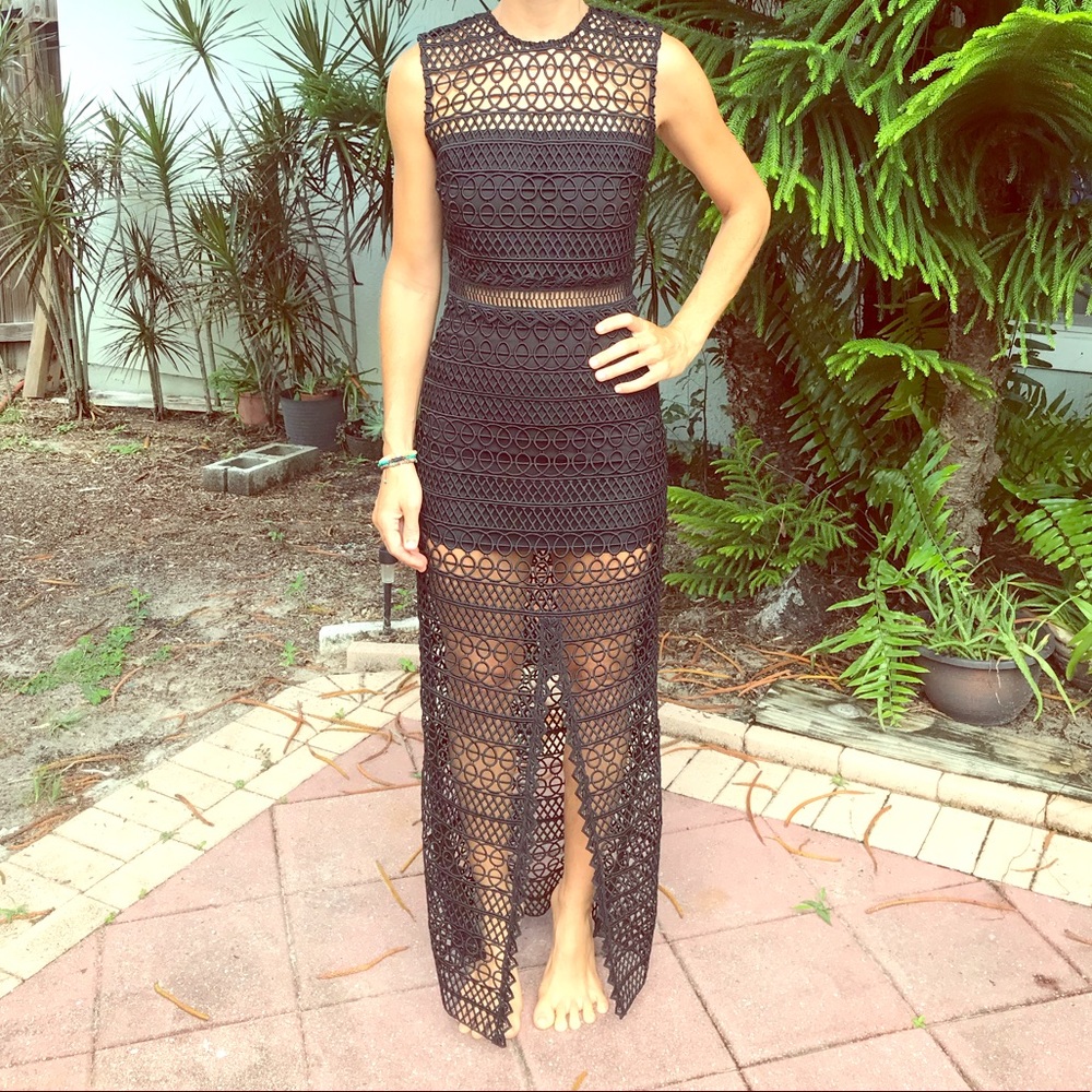 Karina Grimaldi long black cocktail dress xs
